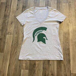 Michigan State Gray V-Neck Tee Shirt Women's Large Alta Gracia